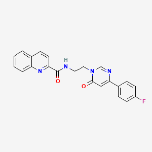 molecular formula C22H17FN4O2 B3405408 N-(2-(4-(4-fluorophenyl)-6-oxopyrimidin-1(6H)-yl)ethyl)quinoline-2-carboxamide CAS No. 1351611-20-5