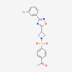 molecular formula C19H16ClN3O4S B3405419 1-(4-((3-(3-(3-Chlorophenyl)-1,2,4-oxadiazol-5-yl)azetidin-1-yl)sulfonyl)phenyl)ethanone CAS No. 1351621-44-7