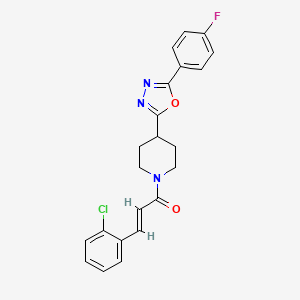 (E)-3-(2-chlorophenyl)-1-(4-(5-(4-fluorophenyl)-1,3,4-oxadiazol-2-yl)piperidin-1-yl)prop-2-en-1-one