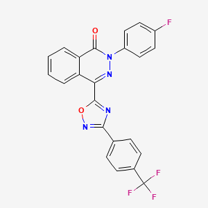 molecular formula C23H12F4N4O2 B3405494 2-(4-fluorophenyl)-4-(3-(4-(trifluoromethyl)phenyl)-1,2,4-oxadiazol-5-yl)phthalazin-1(2H)-one CAS No. 1359398-18-7