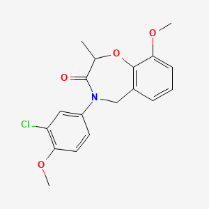 molecular formula C18H18ClNO4 B3405561 4-(3-chloro-4-methoxyphenyl)-9-methoxy-2-methyl-4,5-dihydro-1,4-benzoxazepin-3(2H)-one CAS No. 1396686-50-2
