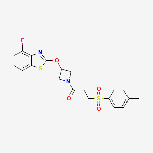 molecular formula C20H19FN2O4S2 B3405574 1-(3-((4-Fluorobenzo[d]thiazol-2-yl)oxy)azetidin-1-yl)-3-tosylpropan-1-one CAS No. 1396760-46-5