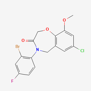 molecular formula C16H12BrClFNO3 B3405593 4-(2-bromo-4-fluorophenyl)-7-chloro-9-methoxy-4,5-dihydro-1,4-benzoxazepin-3(2H)-one CAS No. 1396808-85-7