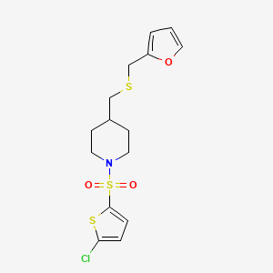 molecular formula C15H18ClNO3S3 B3405614 1-((5-Chlorothiophen-2-yl)sulfonyl)-4-(((furan-2-ylmethyl)thio)methyl)piperidine CAS No. 1396859-61-2