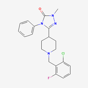 molecular formula C21H22ClFN4O B3405626 3-(1-(2-chloro-6-fluorobenzyl)piperidin-4-yl)-1-methyl-4-phenyl-1H-1,2,4-triazol-5(4H)-one CAS No. 1396883-02-5