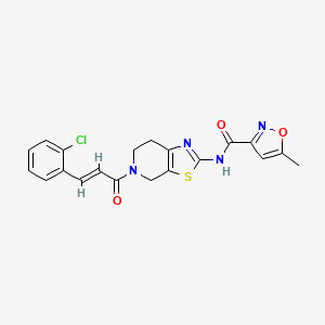 molecular formula C20H17ClN4O3S B3405639 (E)-N-(5-(3-(2-chlorophenyl)acryloyl)-4,5,6,7-tetrahydrothiazolo[5,4-c]pyridin-2-yl)-5-methylisoxazole-3-carboxamide CAS No. 1396890-89-3