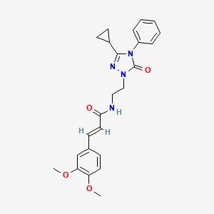 molecular formula C24H26N4O4 B3405641 (E)-N-(2-(3-cyclopropyl-5-oxo-4-phenyl-4,5-dihydro-1H-1,2,4-triazol-1-yl)ethyl)-3-(3,4-dimethoxyphenyl)acrylamide CAS No. 1396891-28-3