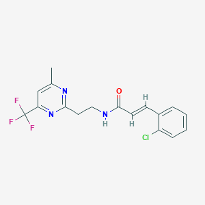 molecular formula C17H15ClF3N3O B3405644 (E)-3-(2-chlorophenyl)-N-(2-(4-methyl-6-(trifluoromethyl)pyrimidin-2-yl)ethyl)acrylamide CAS No. 1396891-57-8