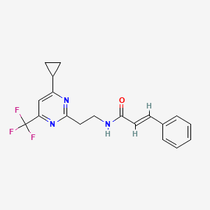 molecular formula C19H18F3N3O B3405660 N-(2-(4-cyclopropyl-6-(trifluoromethyl)pyrimidin-2-yl)ethyl)cinnamamide CAS No. 1396892-61-7