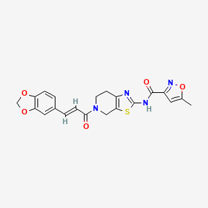 molecular formula C21H18N4O5S B3405662 (E)-N-(5-(3-(benzo[d][1,3]dioxol-5-yl)acryloyl)-4,5,6,7-tetrahydrothiazolo[5,4-c]pyridin-2-yl)-5-methylisoxazole-3-carboxamide CAS No. 1396892-75-3