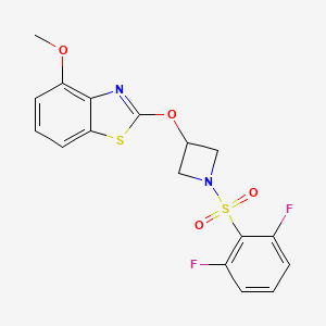molecular formula C17H14F2N2O4S2 B3405708 2-((1-((2,6-Difluorophenyl)sulfonyl)azetidin-3-yl)oxy)-4-methoxybenzo[d]thiazole CAS No. 1421455-75-5