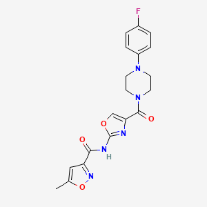 molecular formula C19H18FN5O4 B3405720 N-(4-(4-(4-fluorophenyl)piperazine-1-carbonyl)oxazol-2-yl)-5-methylisoxazole-3-carboxamide CAS No. 1421475-94-6