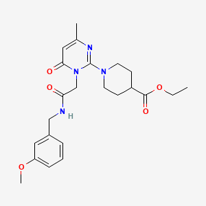 Ethyl 1-(1-(2-((3-methoxybenzyl)amino)-2-oxoethyl)-4-methyl-6-oxo-1,6-dihydropyrimidin-2-yl)piperidine-4-carboxylate