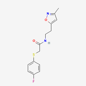 molecular formula C14H15FN2O2S B3405738 2-((4-fluorophenyl)thio)-N-(2-(3-methylisoxazol-5-yl)ethyl)acetamide CAS No. 1421509-53-6