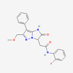 molecular formula C21H19FN4O3 B3405744 N-(2-fluorophenyl)-2-[6-(methoxymethyl)-2-oxo-7-phenyl-1H,2H,3H-pyrazolo[1,5-a]imidazol-3-yl]acetamide CAS No. 1421525-55-4