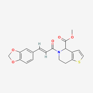 molecular formula C19H17NO5S B3405769 (E)-methyl 5-(3-(benzo[d][1,3]dioxol-5-yl)acryloyl)-4,5,6,7-tetrahydrothieno[3,2-c]pyridine-4-carboxylate CAS No. 1421586-33-5
