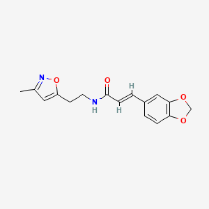 molecular formula C16H16N2O4 B3405771 (E)-3-(benzo[d][1,3]dioxol-5-yl)-N-(2-(3-methylisoxazol-5-yl)ethyl)acrylamide CAS No. 1421587-57-6