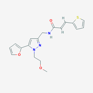 molecular formula C18H19N3O3S B3405787 (E)-N-((5-(furan-2-yl)-1-(2-methoxyethyl)-1H-pyrazol-3-yl)methyl)-3-(thiophen-2-yl)acrylamide CAS No. 1421588-75-1