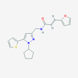 molecular formula C20H21N3O2S B3405789 (E)-N-((1-cyclopentyl-5-(thiophen-2-yl)-1H-pyrazol-3-yl)methyl)-3-(furan-2-yl)acrylamide CAS No. 1421588-83-1