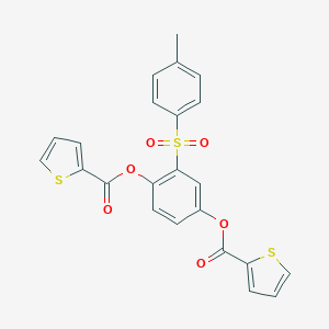 molecular formula C23H16O6S3 B340582 2-[(4-Methylphenyl)sulfonyl]-4-[(2-thienylcarbonyl)oxy]phenyl 2-thiophenecarboxylate 