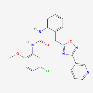 molecular formula C22H18ClN5O3 B3405969 1-(5-Chloro-2-methoxyphenyl)-3-(2-((3-(pyridin-3-yl)-1,2,4-oxadiazol-5-yl)methyl)phenyl)urea CAS No. 1797602-78-8