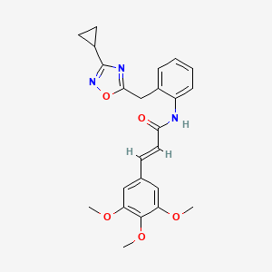 molecular formula C24H25N3O5 B3405983 (E)-N-(2-((3-cyclopropyl-1,2,4-oxadiazol-5-yl)methyl)phenyl)-3-(3,4,5-trimethoxyphenyl)acrylamide CAS No. 1798396-76-5