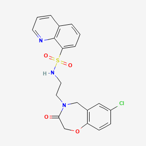 molecular formula C20H18ClN3O4S B3406017 N-(2-(7-chloro-3-oxo-2,3-dihydrobenzo[f][1,4]oxazepin-4(5H)-yl)ethyl)quinoline-8-sulfonamide CAS No. 1903517-41-8