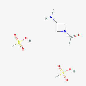 molecular formula C8H20N2O7S2 B3406212 1-[3-(Methylamino)azetidin-1-yl]ethan-1-one; bis(methanesulfonic acid) CAS No. 2549044-19-9