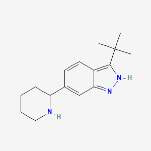 molecular formula C16H23N3 B3406238 3-tert-butyl-6-(piperidin-2-yl)-1H-indazole hydrochloride CAS No. 2602564-58-7