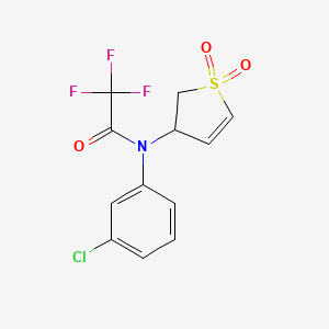 molecular formula C12H9ClF3NO3S B3406317 N-(3-chlorophenyl)-N-(1,1-dioxido-2,3-dihydrothiophen-3-yl)-2,2,2-trifluoroacetamide CAS No. 300772-36-5