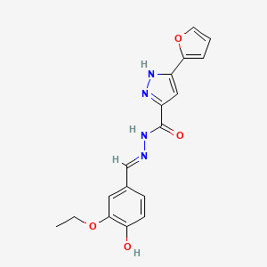 molecular formula C17H16N4O4 B3406352 (E)-N'-(3-ethoxy-4-hydroxybenzylidene)-3-(furan-2-yl)-1H-pyrazole-5-carbohydrazide CAS No. 307323-10-0