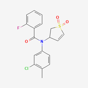 molecular formula C18H15ClFNO3S B3406440 N-(3-chloro-4-methylphenyl)-N-(1,1-dioxido-2,3-dihydrothiophen-3-yl)-2-fluorobenzamide CAS No. 321978-04-5