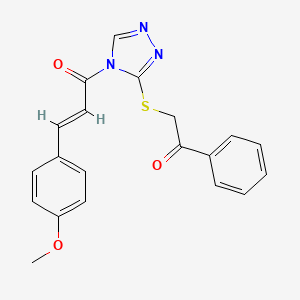 molecular formula C20H17N3O3S B3406460 (2E)-3-(4-methoxyphenyl)-1-{3-[(2-oxo-2-phenylethyl)sulfanyl]-4H-1,2,4-triazol-4-yl}prop-2-en-1-one CAS No. 324779-90-0