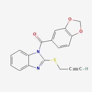 molecular formula C18H12N2O3S B3406471 Benzo[1,3]dioxol-5-yl-(2-prop-2-ynylsulfanyl-benzoimidazol-1-yl)-methanone CAS No. 325694-54-0