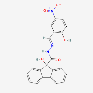 molecular formula C21H15N3O5 B3406473 (E)-9-hydroxy-N'-(2-hydroxy-5-nitrobenzylidene)-9H-fluorene-9-carbohydrazide CAS No. 325702-74-7