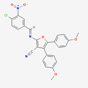 (E)-2-((4-chloro-3-nitrobenzylidene)amino)-4,5-bis(4-methoxyphenyl)furan-3-carbonitrile