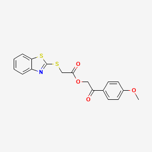 molecular formula C18H15NO4S2 B3406487 2-(4-Methoxyphenyl)-2-oxoethyl 2-(benzo[d]thiazol-2-ylthio)acetate CAS No. 325850-87-1