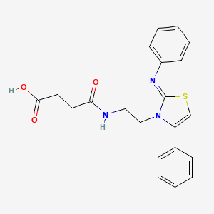 molecular formula C21H21N3O3S B3406503 4-Oxo-4-[2-(4-phenyl-2-phenylimino-1,3-thiazol-3-yl)ethylamino]butanoic acid CAS No. 328106-53-2