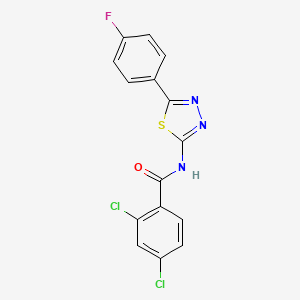 molecular formula C15H8Cl2FN3OS B3406516 2,4-dichloro-N-[5-(4-fluorophenyl)-1,3,4-thiadiazol-2-yl]benzamide CAS No. 328561-25-7