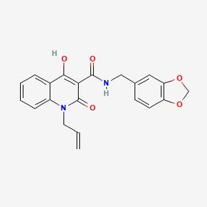 molecular formula C21H18N2O5 B3406568 1-allyl-N-(benzo[d][1,3]dioxol-5-ylmethyl)-4-hydroxy-2-oxo-1,2-dihydroquinoline-3-carboxamide CAS No. 333760-82-0