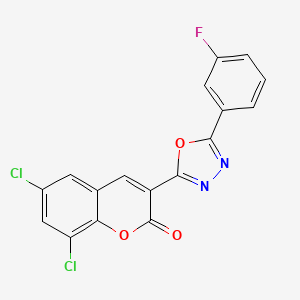 molecular formula C17H7Cl2FN2O3 B3406572 6,8-dichloro-3-[5-(3-fluorophenyl)-1,3,4-oxadiazol-2-yl]-2H-chromen-2-one CAS No. 337486-45-0