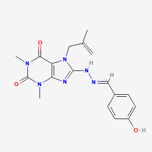 (E)-8-(2-(4-hydroxybenzylidene)hydrazinyl)-1,3-dimethyl-7-(2-methylallyl)-1H-purine-2,6(3H,7H)-dione