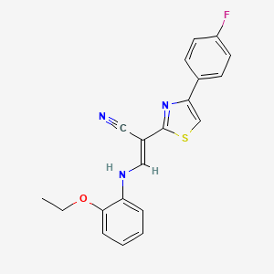 molecular formula C20H16FN3OS B3406661 (2E)-3-[(2-ethoxyphenyl)amino]-2-[4-(4-fluorophenyl)-1,3-thiazol-2-yl]prop-2-enenitrile CAS No. 372495-19-7