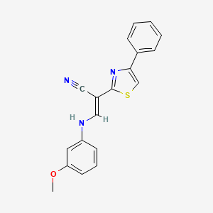 molecular formula C19H15N3OS B3406676 (2E)-3-[(3-methoxyphenyl)amino]-2-(4-phenyl-1,3-thiazol-2-yl)prop-2-enenitrile CAS No. 374101-22-1