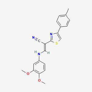 (2E)-3-[(3,4-dimethoxyphenyl)amino]-2-[4-(4-methylphenyl)-1,3-thiazol-2-yl]prop-2-enenitrile