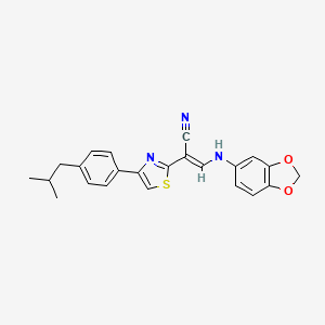 molecular formula C23H21N3O2S B3406711 (E)-3-(benzo[d][1,3]dioxol-5-ylamino)-2-(4-(4-isobutylphenyl)thiazol-2-yl)acrylonitrile CAS No. 378215-99-7