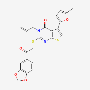 molecular formula C23H18N2O5S2 B3406712 3-allyl-2-((2-(benzo[d][1,3]dioxol-5-yl)-2-oxoethyl)thio)-5-(5-methylfuran-2-yl)thieno[2,3-d]pyrimidin-4(3H)-one CAS No. 379236-62-1