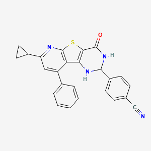 molecular formula C25H18N4OS B3406714 4-(7-Cyclopropyl-4-oxo-9-phenyl-1,2,3,4-tetrahydropyrido[3',2':4,5]thieno[3,2-d]pyrimidin-2-yl)benzonitrile CAS No. 380335-55-7