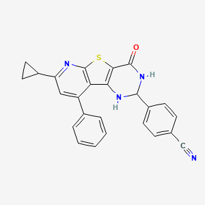 molecular formula C25H18N4OS B3406714 4-(11-cyclopropyl-6-oxo-13-phenyl-8-thia-3,5,10-triazatricyclo[7.4.0.02,7]trideca-1(9),2(7),10,12-tetraen-4-yl)benzonitrile CAS No. 380335-55-7