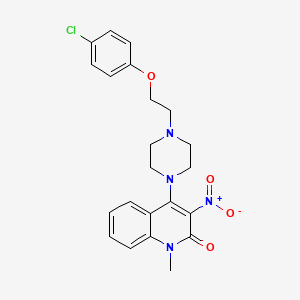 molecular formula C22H23ClN4O4 B3406745 4-{4-[2-(4-Chlorophenoxy)ethyl]piperazin-1-yl}-1-methyl-3-nitro-1,2-dihydroquinolin-2-one CAS No. 383903-47-7